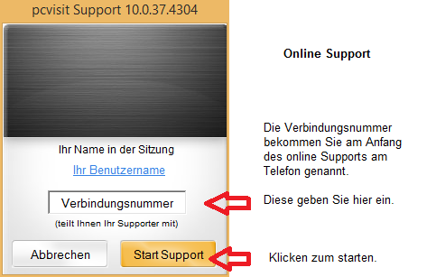 Online Support starten